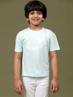 Tales & Stories - Boys Sky Blue 100% Cotton Printed T-Shirt
