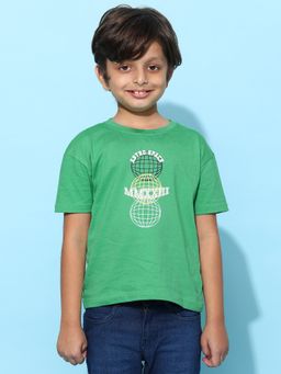 Tales & Stories - Boys Green 100% Cotton Printed T-Shirt