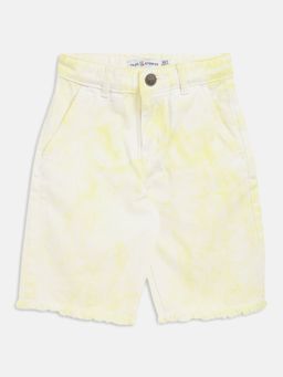 Tales & Stories - Boys Yellow Cotton Regular Fit Tie Die Shorts