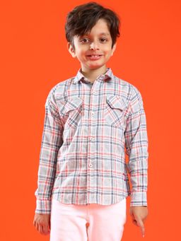 Tales & Stories - Boys Grey 100% Cotton Regular Fit Checked Shirt