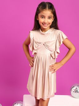 Tales & Stories - Girls Pink Polyester Regular Fit Solid Dress
