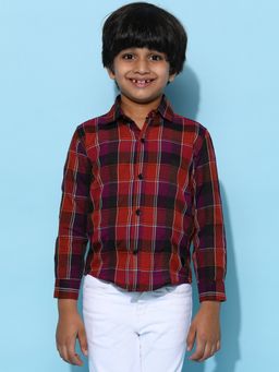 Tales & Stories - Boys Multi Color Cotton Poly Checked Regular Fit Shirt