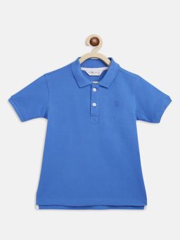 Tales & Stories - Boys Royal Blue Cotton Regular Fit Solid Polo T-Shirt