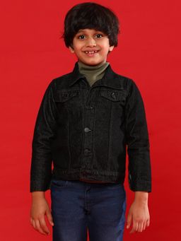 Tales & Stories - Unisex Black Cotton Regular Fit Washed Jacket