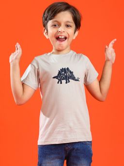 Tales & Stories - Boys Light Grey 100% Cotton Printed T-Shirt