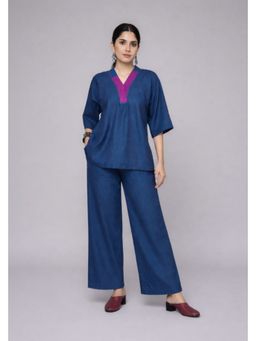 EARTHWEAR - Handloom Cotton Antifelt Indigo Co-Ord Set