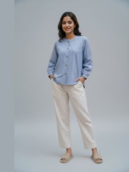 EARTHWEAR - Handloom Cotton Shirt Grey Top