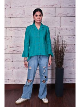 EARTHWEAR - Hand Embroidered Green Top