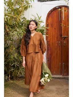 Five Thirty Somewhere - Brown Thames Tide Brown Maxi Skirt