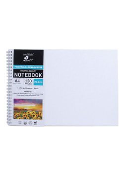 Little Birdie - Paintable Canvas Wire Bound Plain Notebook Landscape A4 90Gsm 120 Pages White