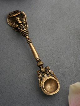 DecorTwist - Ganesha Peacock Pooja Spoon Gold