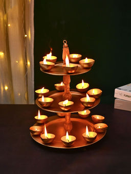 DecorTwist - 1 Layered Hanging Tea Light Holder Gold