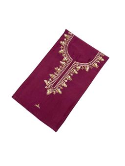 Palash - Wine Hand Embellished Silk Chanderi Kurta Piece, 2.5 Meter