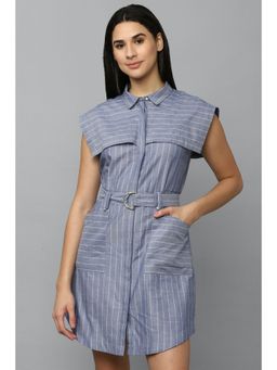 Allen Solly - Women Blue Stripes Casual Dress With Belt (Set of 2)