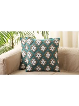 Jamio FIrati - Green White Set Of 5 Embroidered Square Cushion Covers