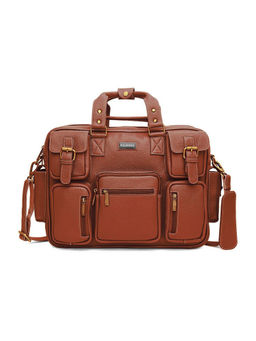 WILDHORN - Tan Leather Laptop Messenger Bag for Men| Padded Laptop Compartment |Office Bag