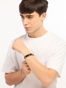White Lies - Men's Black Leather Bracelet