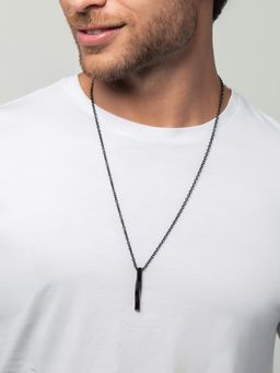 White Lies - Men's Solid Black Pendant Chain Necklace