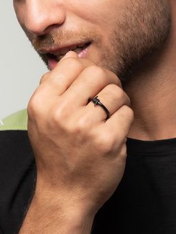 White Lies - Men's Coiled Wire Black Ring