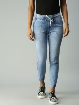 SHOWOFF - Womens Skinny Fit Clean Look Blue Jeans