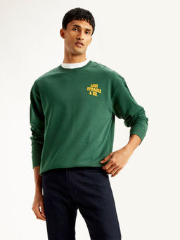 Levi's - Mens Solid Green Crew Neck Sweatshirt