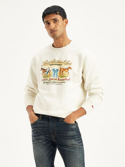 Levi's - Mens Off White Graphic Print Relaxed Fit Sweatshirt