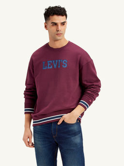 Levi's - Mens Brand Logo Burgundy Crew Neck Sweatshirt