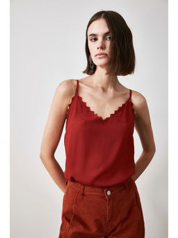 Trendyol - Burgundy Tile Laser Cut Blouse