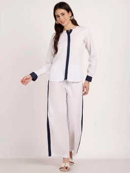 AOBA - Women Mandarin Collar Shirt With Trousers Co-ords