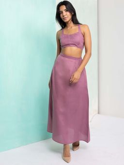 AOBA - Mauve Strappy Crop Top and Skirt Co Ord (Set of 2)