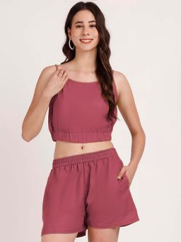 AOBA - Strappy Crop Mauve Solid Co-Ord (Set of 2)