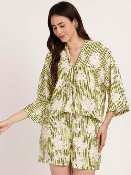 AOBA - Women Green Printed Co-ord (Set of 2)