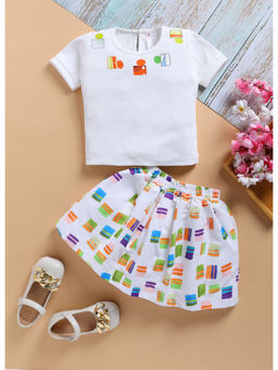 Toonyport - Girls Multi Color Printed Skirt with Top (Set of 2)