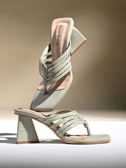Louis Stitch - Women Green Weaved T-Strap Block Heel Lightweight Sandals