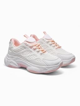 The White Pole - Women's White & Pink Casual Sneakers