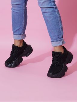 The White Pole - Women's Black Casual Sneakers