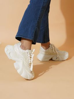 The White Pole - Women's Beige Casual Sneakers