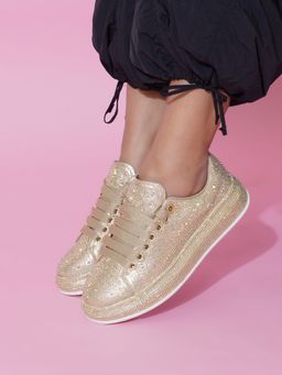 The White Pole - Women's Golden Casual Sneakers