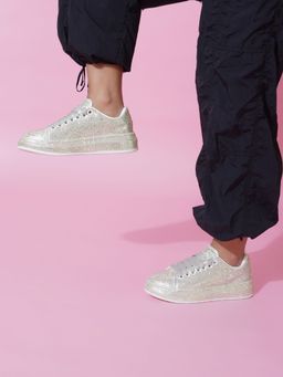 The White Pole - Women's Silver Casual Sneakers