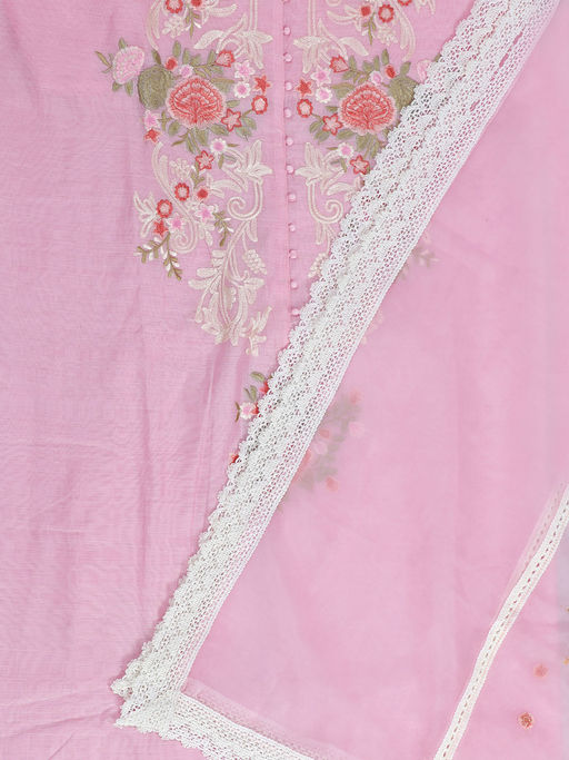Buy SALWAR STUDIO Organza Dress Material for Women-Light Pink (Set of 3)  Online