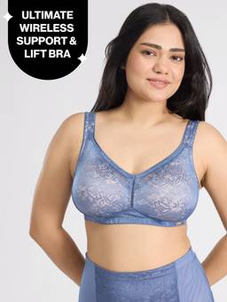Nykd by Nykaa - Shape & Sculpt Lace Super Support Non Padded Non Wired Bra-B Blue NYB341