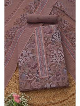 Soch - Womens Mauve Cotton Floral Unstitched Kurta and Bottom with Dupatta