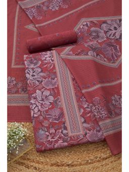 Soch - Womens Red Cotton Floral Unstitched Kurta and Bottom with Dupatta