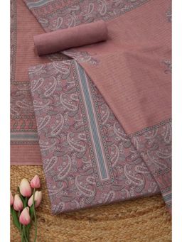 Soch - Womens Mauve Cotton Paisley Unstitched Kurta and Bottom with Dupatta