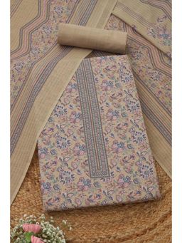 Soch - Womens Green Cotton Floral Unstitched Kurta and Bottom with Dupatta