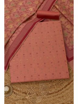 Soch - Womens Peach Chanderi Woven Unstitched Kurta and Bottom with Dupatta