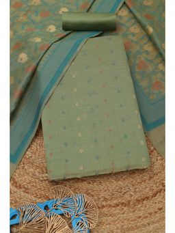 Soch - Womens Green Chanderi Woven Unstitched Kurta and Bottom with Dupatta