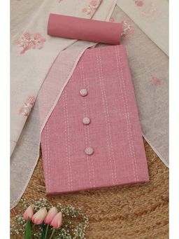 Soch - Womens Pink Cotton Stripes Unstitched Kurta and Bottom with Dupatta