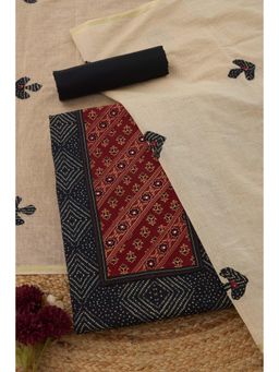 Soch - Womens Black Cotton Printed Unstitched Kurta and Bottom with Dupatta