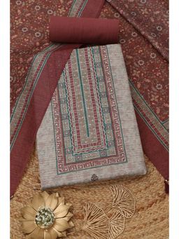 Soch - Womens Rust Art Silk Ethnic Unstitched Kurta and Bottom with Dupatta